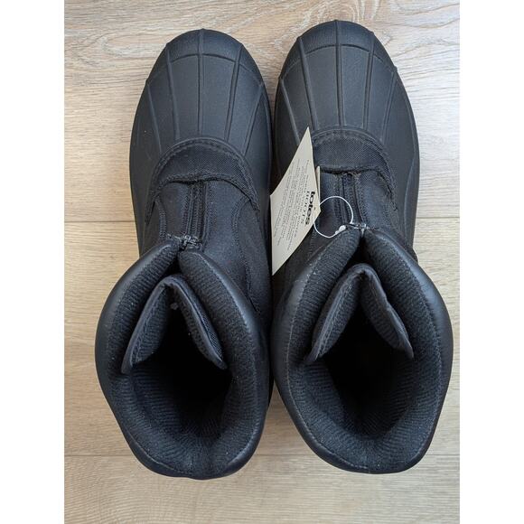 Totes Cassel Mens Winter Snow Boots 10 Black Thermolite Insulated Zip Waterproof - Picture 6 of 9